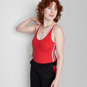 Wild Fable Bodysuit Red Tank Scoopneck Sleeveless NWT